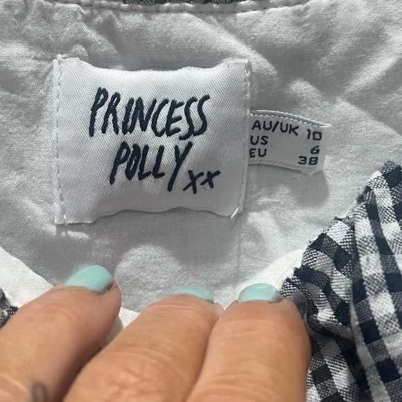 NWOT Princess Polly Long Sleeve Crop Top in Black & White Gingham Print Size 6 - Picture 5 of 6